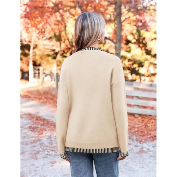 Womens Crewneck Pullover Sweater Long Sleeve Knit Side Slit 2024 Fall Winter - Picture 4 of 7